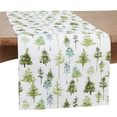 Table Runner With Forest Trees Design