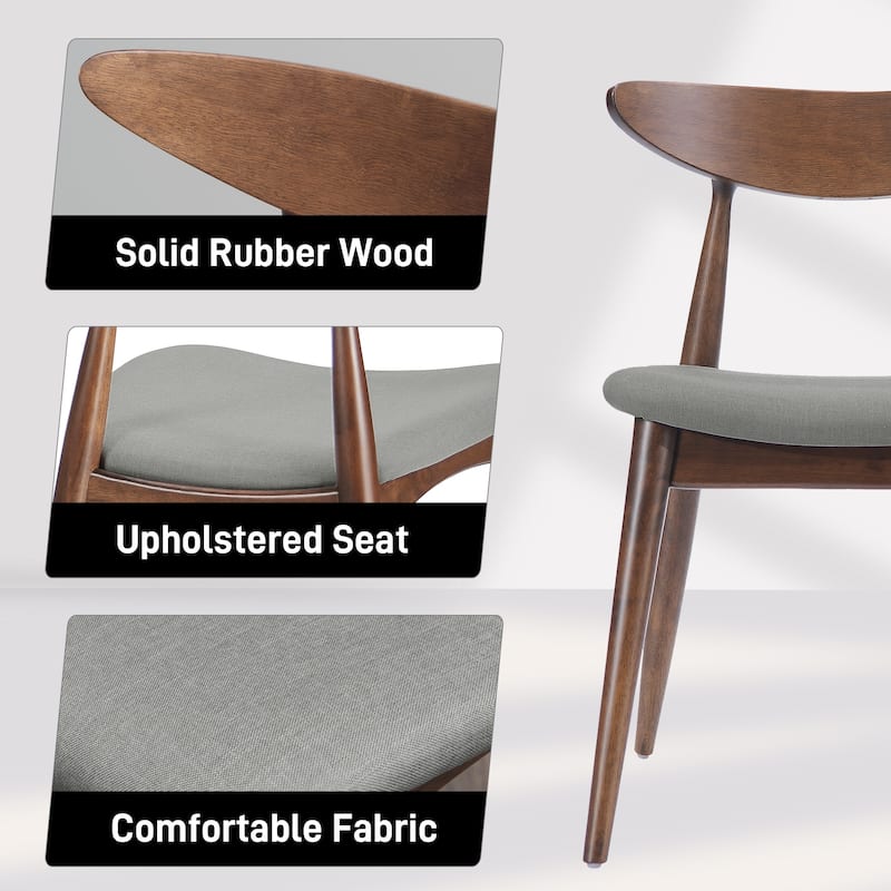 Set of 2 Retro Rubberwood Chairs with Ergonomic Back & Plush Cushions