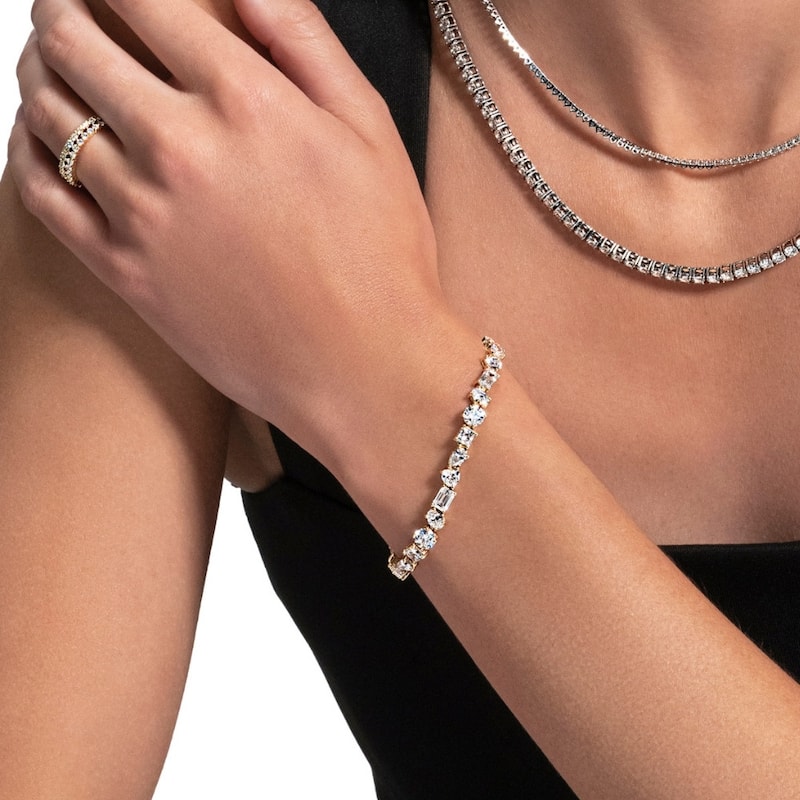 F/VS 15Ct Mixed Fancy Cut Diamond Tennis Bracelet Gold Lab Grown 7"
