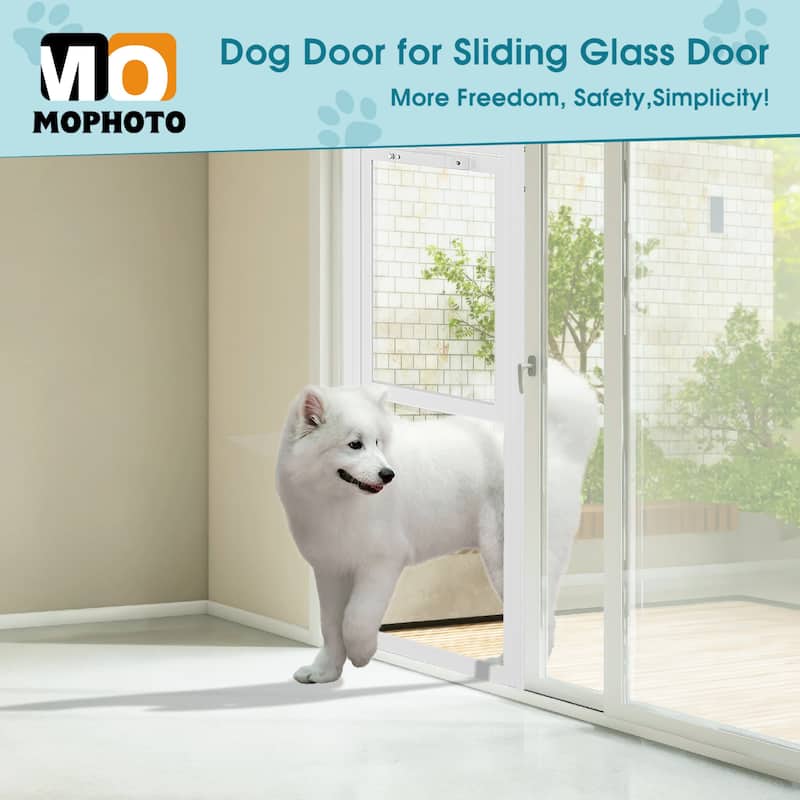 Dog Door for Sliding Glass, Adjustable Height, Pet Door with Lock