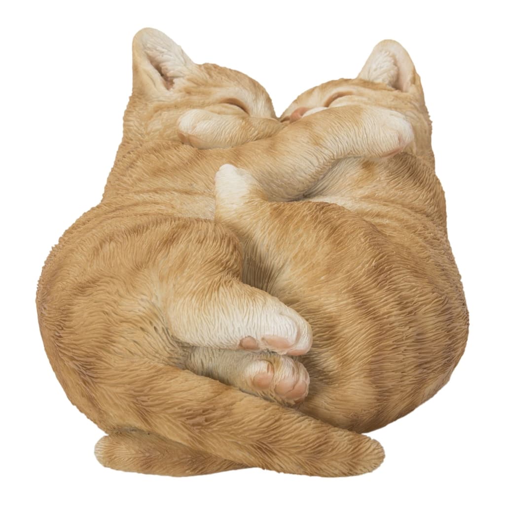 Cat Napping Couple Orange Tabby Cats Outdoor Garden Statue - 7.75"
