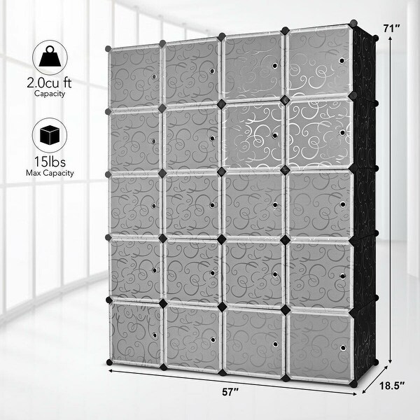 20-Cube DIY Plastic Cube Storage Organizer with Doors - 57