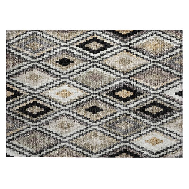 Machine Washable Indoor/ Outdoor Global Geo Chantille Rug