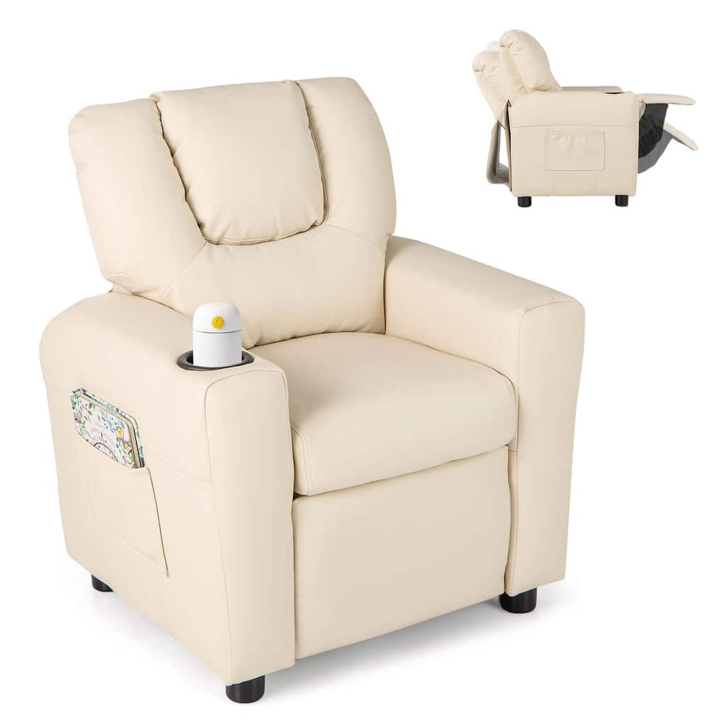 Costway Kids Recliner Chair with Cup Holder & Side Pocket Adjustable