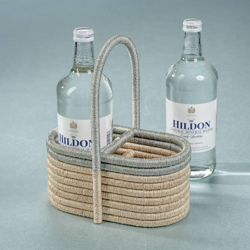Laloma Coiled Rattan & Abaca Utensil / Wine Caddy