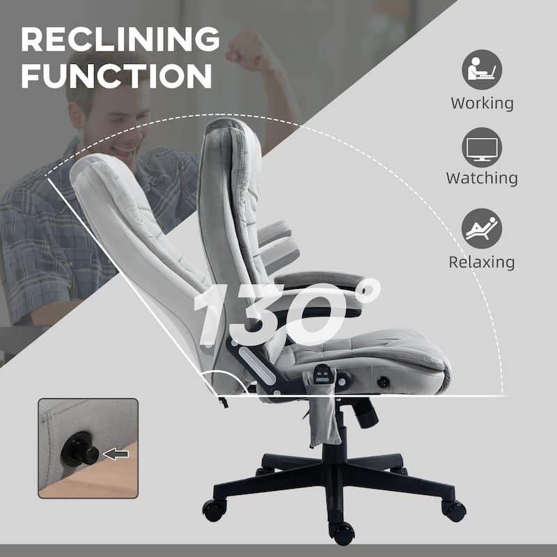 6 Point Vibrating Massage Office Chair With Lumbar Heat Gray