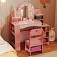 preview thumbnail 4 of 8, Gymax Kids Vanity Desk w/Mirror & Lights Princess Pretend Play Makeup