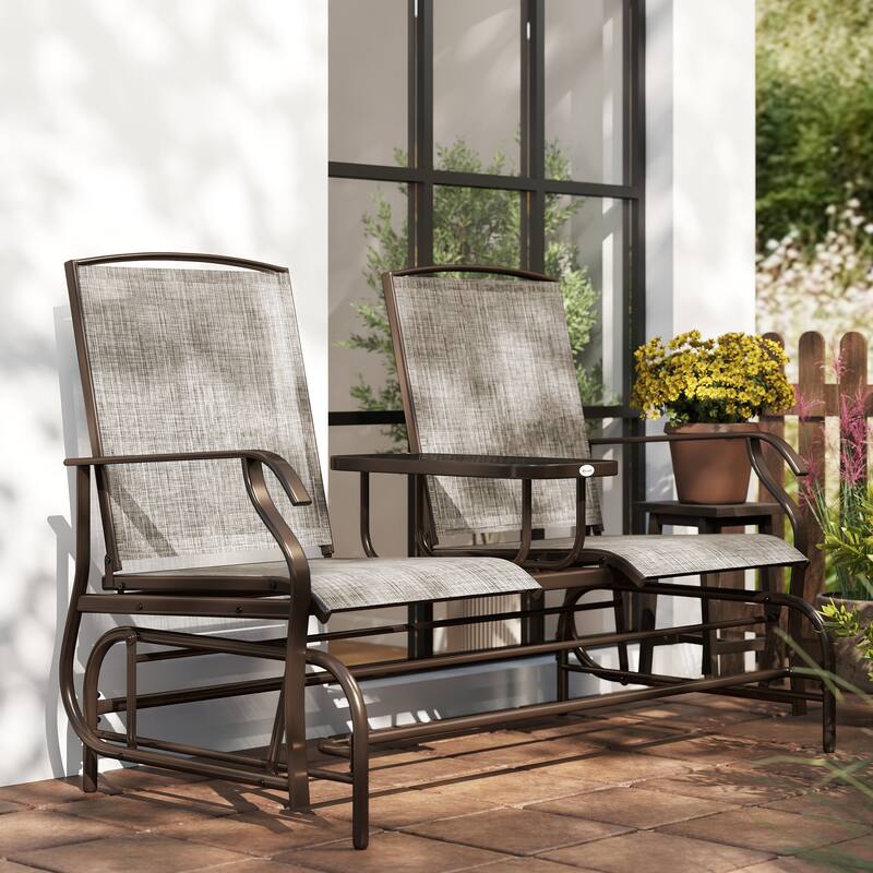 Outsunny Steel/Fabric 2-person Outdoor Swing Glider