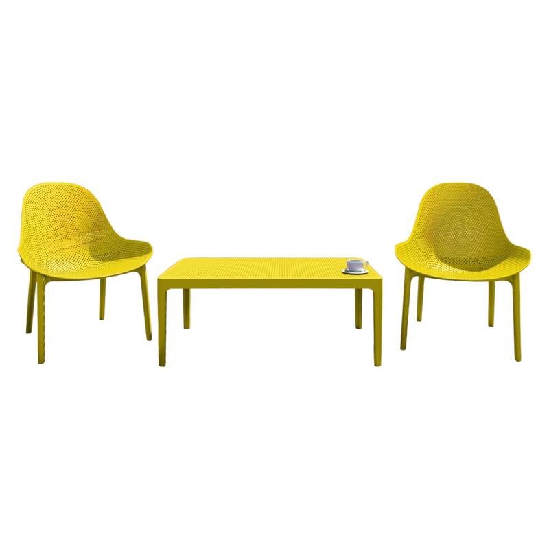 3-Piece Yellow Patio Lounge Set 39.5"