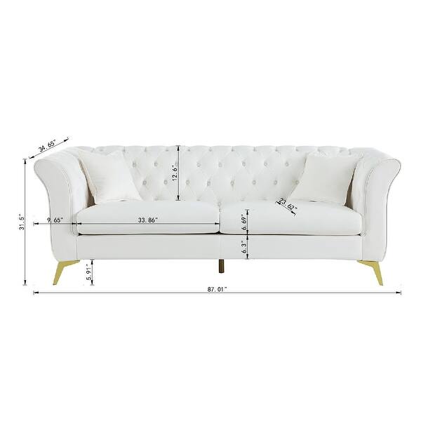 2-Piece Chesterfield Velvet Button Tufted Upholstered Sofa Set with 3 ...