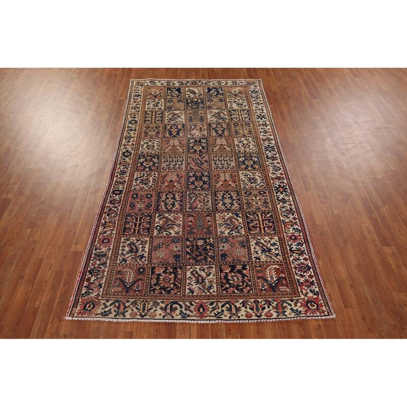 Garden Design Bakhtiari Persian Vintage Rug Hand-Knotted Wool Carpet - 5'3" x 9'9"