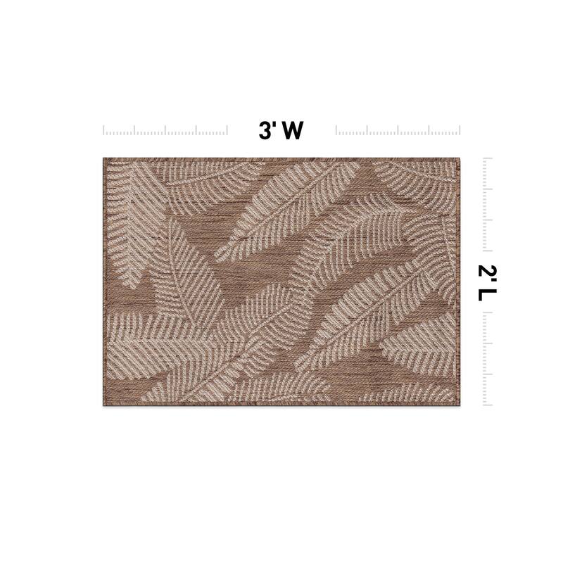 World Rug Gallery Distressed Palm Leaves Textured Flat Weave Indoor/Outdoor Area Rug
