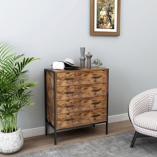 Rustic Brown Rustic Brown Wood Industrial Style 4 Drawer Dresser ...