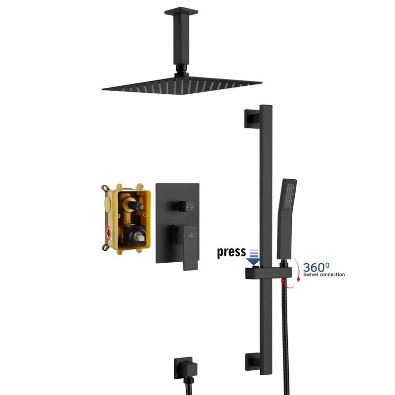 2 Function 10-inch Ceiling Mount Dual Shower Heads Shower System With Sliding Rod Shower Hand