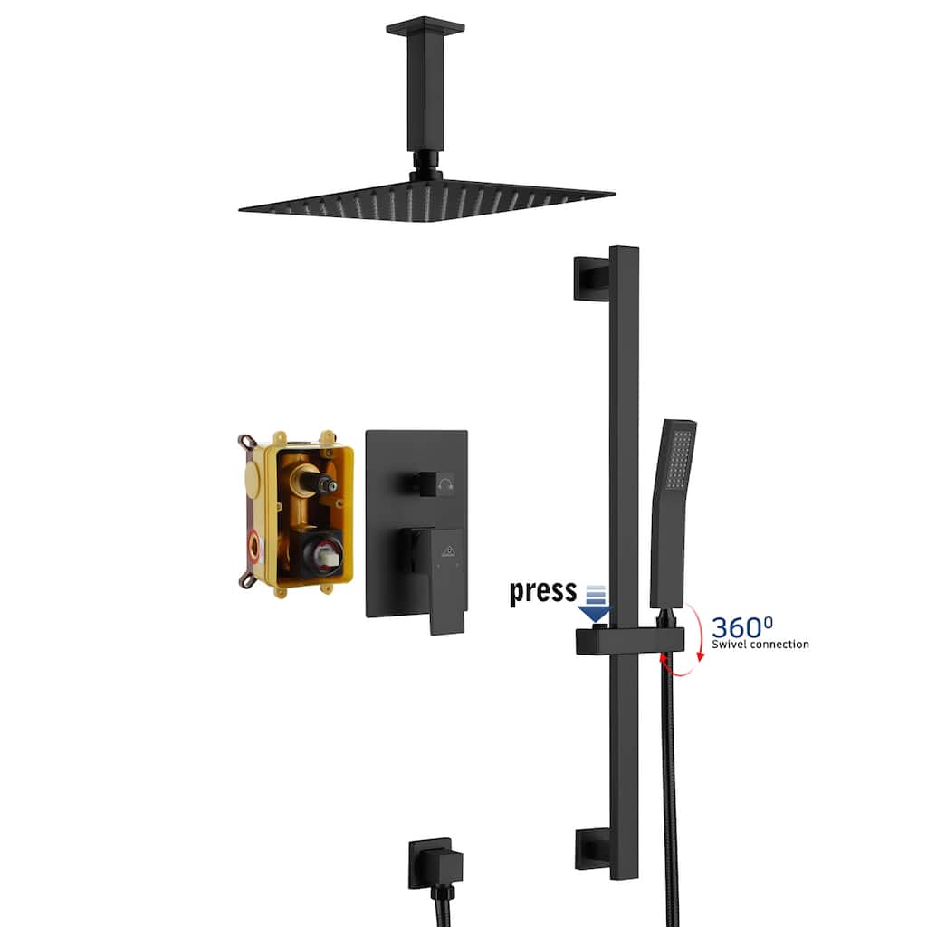 2 Function 10-inch Ceiling Mount Dual Shower Heads Shower System With Sliding Rod Shower Hand