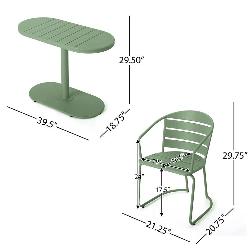 Roomfitters Santa Monica 3-Piece Bistro Set with Round Table and Metal Chairs