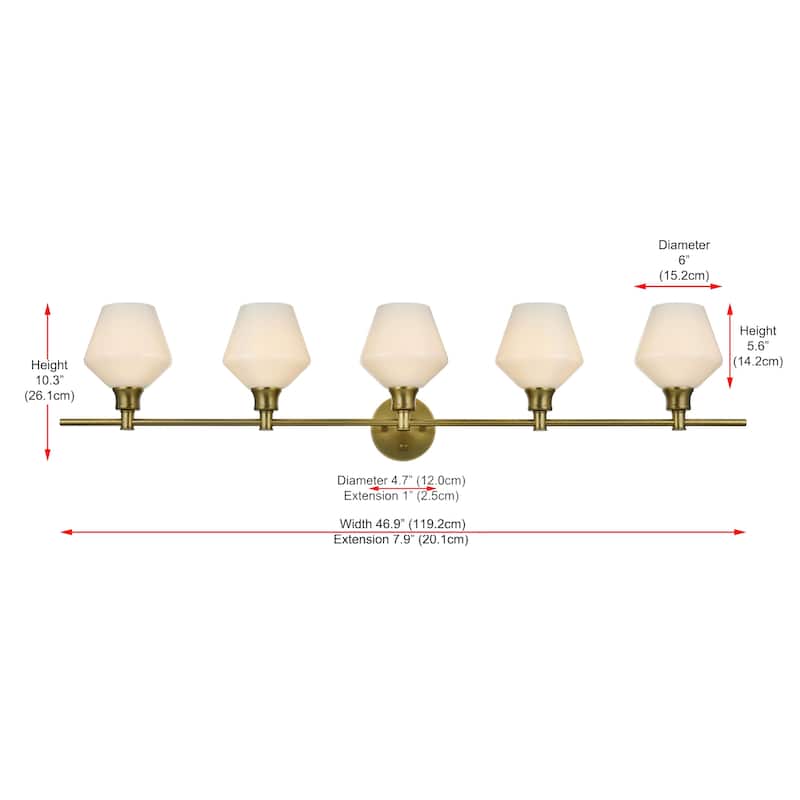 Elegant Lighting Gene 5 Light 47" Wide Bathroom Vanity Light with