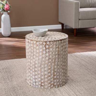 SEI Furniture Calahan Eclectic White Wood Accent Table