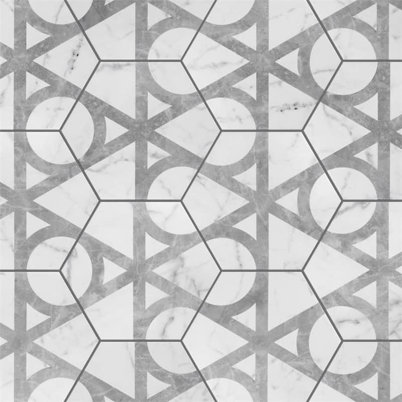 Merola Tile Classico Carrara Hexagon Flow 7" x 8" Porcelain Floor and Wall Tile