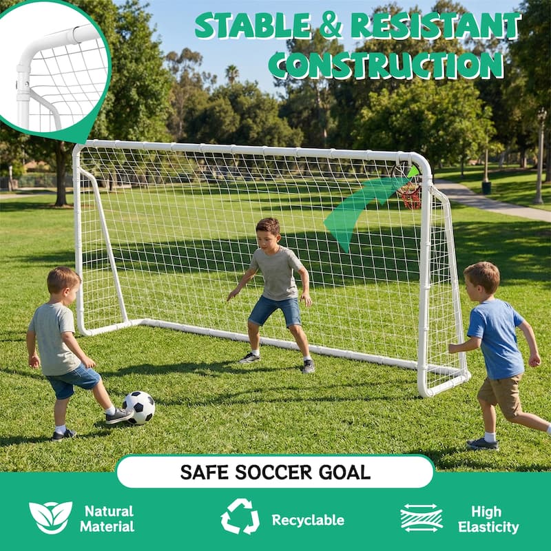 6 X 12FT Soccer Goal for Backyard Kids Portable Soccer Net with High-Strength Nets