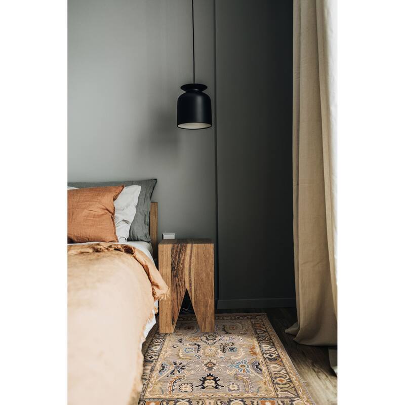 ECARPETGALLERY Hand-knotted Modern Oushak Light Grey Wool Rug - 4'1 x 6'2