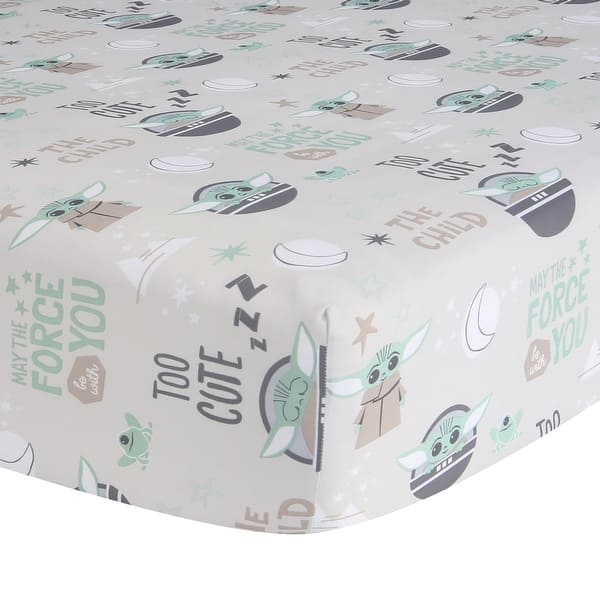 slide 2 of 5, Lambs & Ivy Star Wars Cozy Friends Baby Yoda/Grogu Fitted Crib Sheet