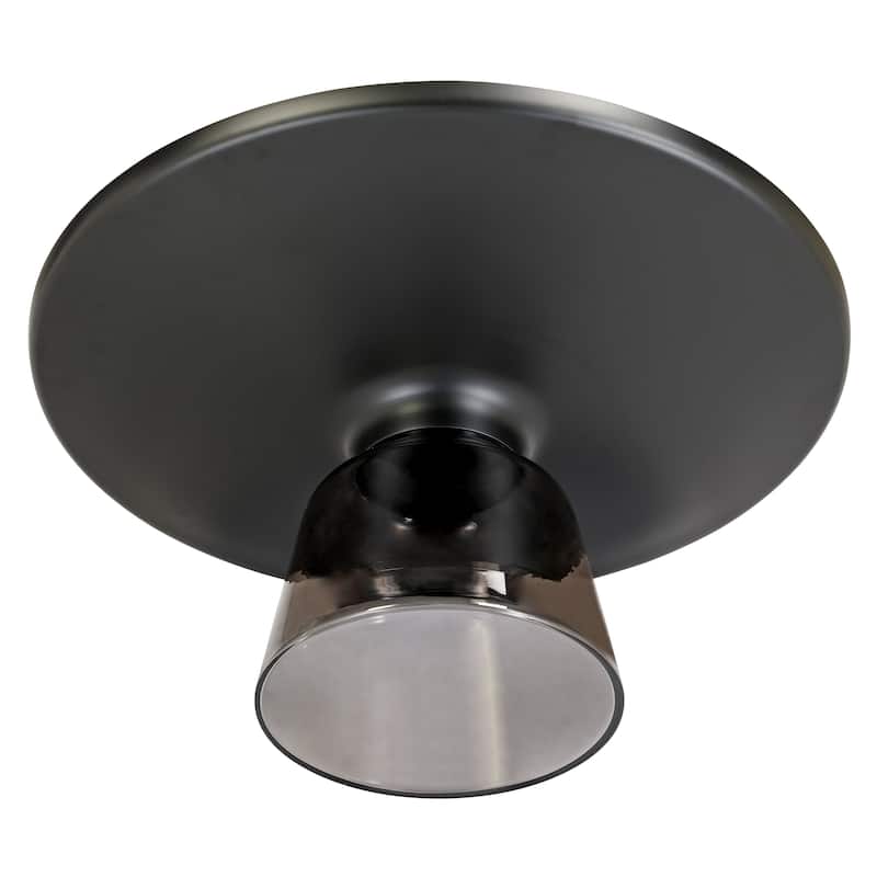30-Inch Round Coffee Table Glass/Stone Tabletop with Black Iron Rim Frame Glass Pedestal Base