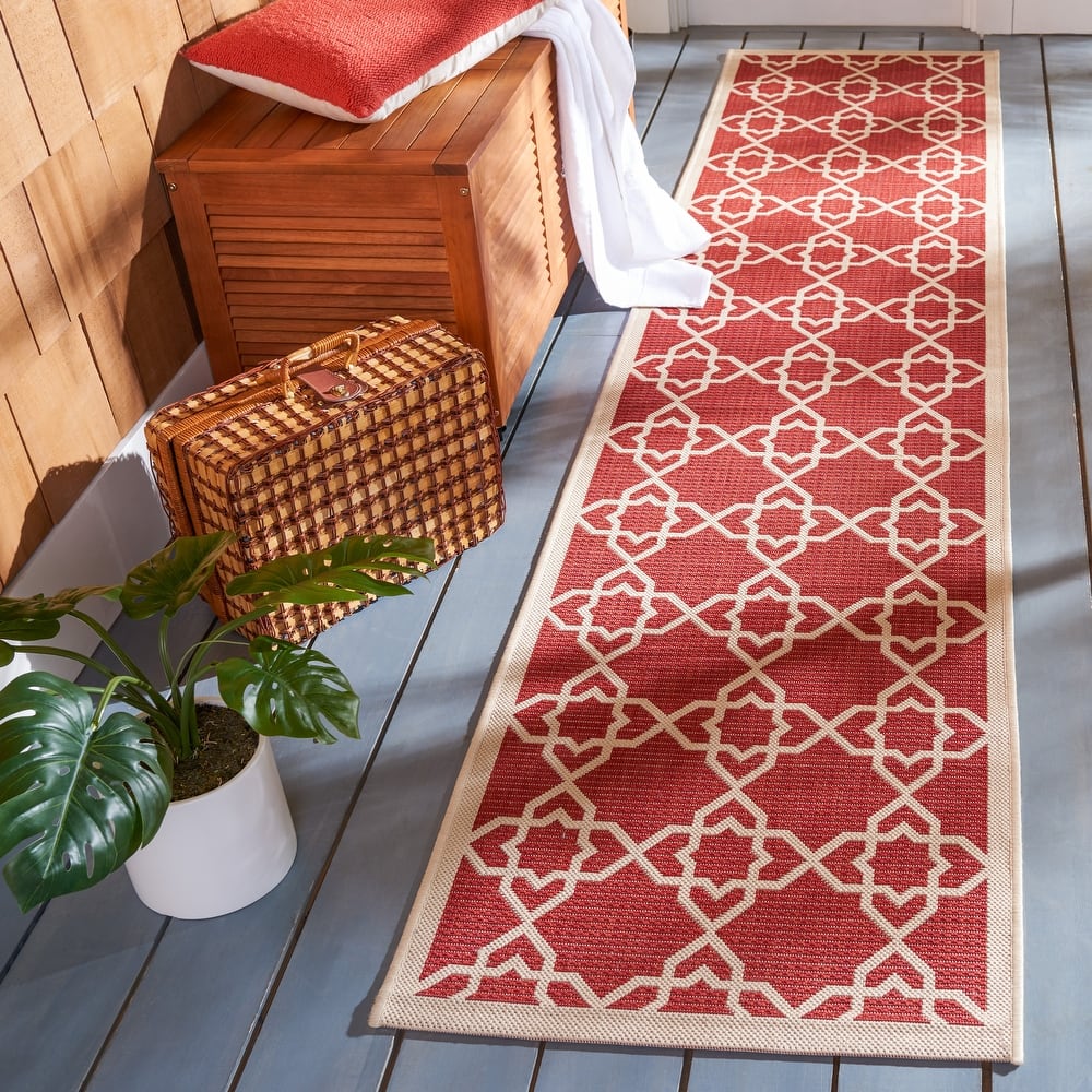 SAFAVIEH Courtyard Hanifa Trellis Indoor/ Outdoor Waterproof Patio Backyard Rug