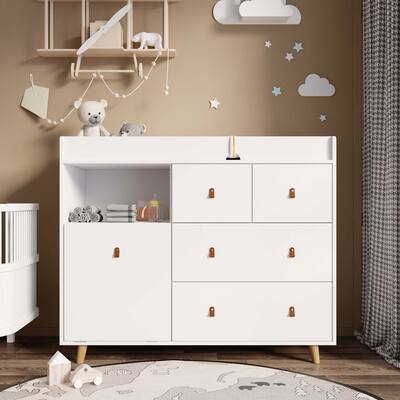 38"Ideal Height Nursery Dresser with Changing Top Safety Baby Dresser