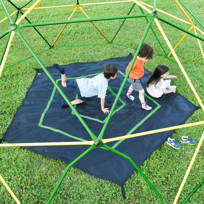 12ft Geometric Dome Climber Play Center - Kids Climbing Dome Tower with Hammock - Green + Yellow