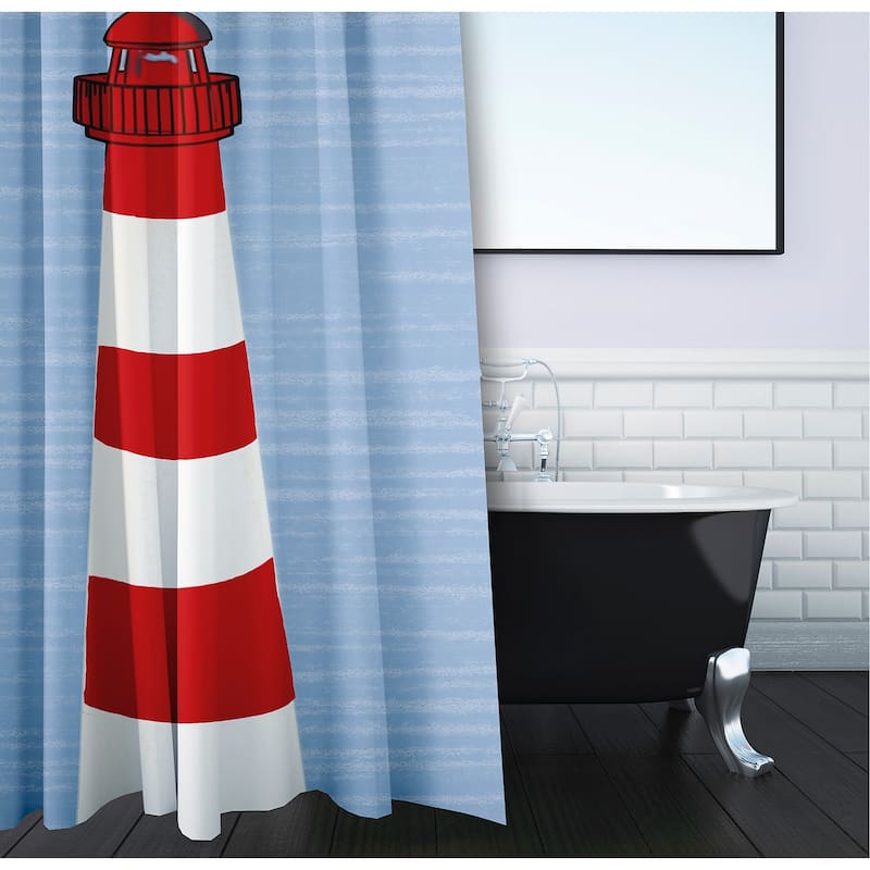 71 x 74-inch Light House Geometric Print Shower Curtain