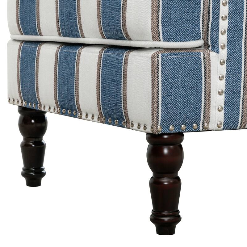 Modern Fabric Accent Chair with Upholstered Armrest Wooden Legs and Pillow for Living Room