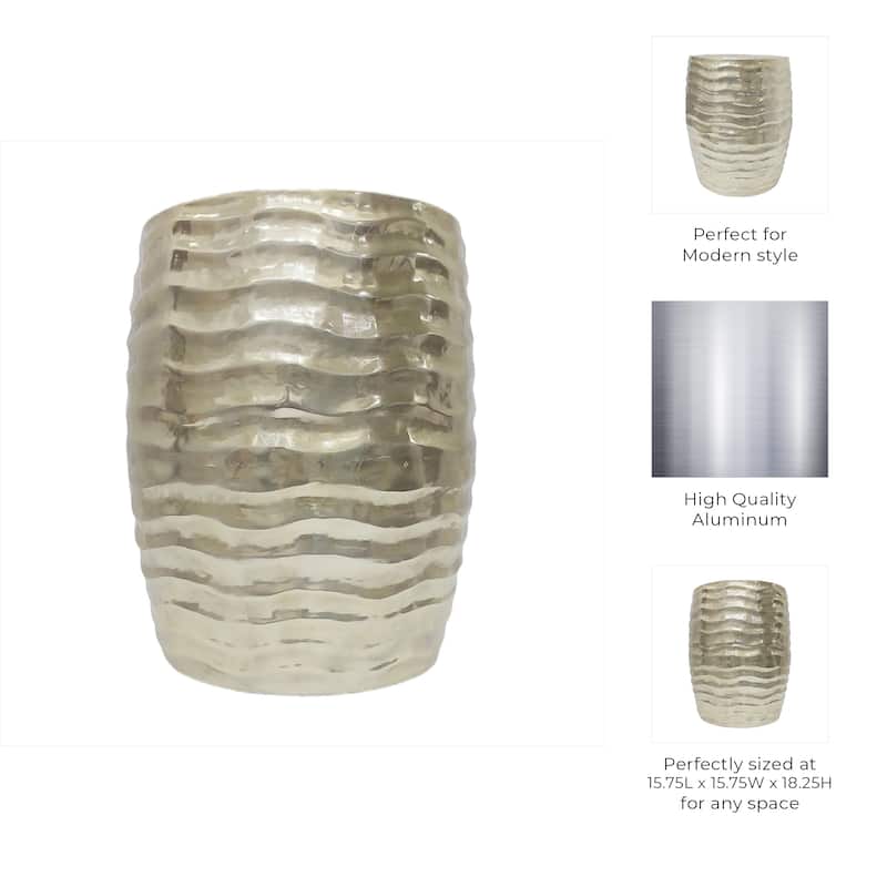 Metal Side Table Wavy Textured Base Narrow End Design - 18" Gold - 15.75" x 15.75" x 18.25"