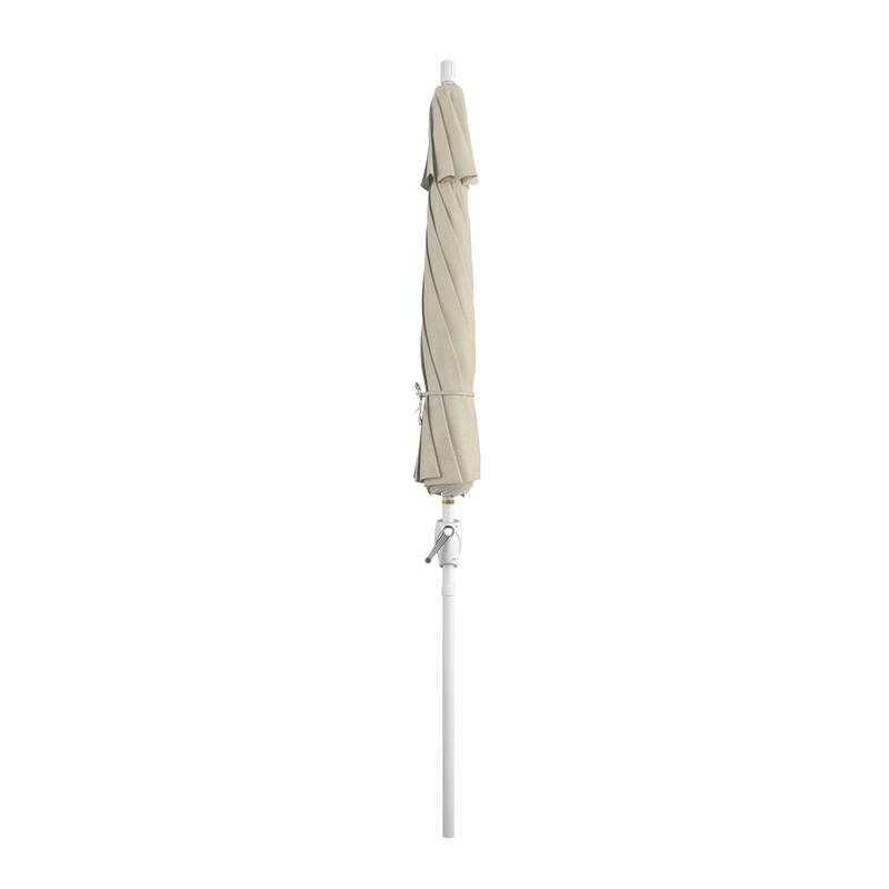 California Umbrella 9' Rd. Aluminum Patio Umbrella, Crank Lift with Push Button Tilt, White Finish, Pacifica Fabric