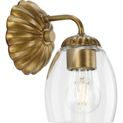 Quillan Collection One-Light Soft Gold Transitional Bath & Vanity Light - 5 in x 6.62 in x 8.5 in