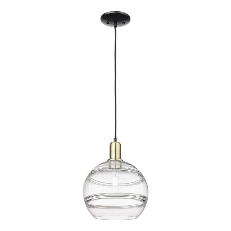Innovations Lighting Endless Possibilities Arcadia - Rochester - 1 Light 10" Cord Hung Mini Pendant - Clear/Black Antique Brass