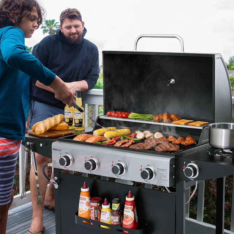 Royal Gourmet 4-Burner Gas Grill with Side Burner&Front Spice Rack