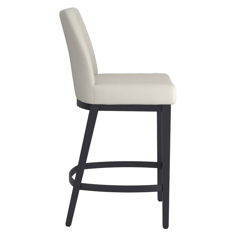 Modern Faux Leather and Metal 26" Counter Stool, Set of 4