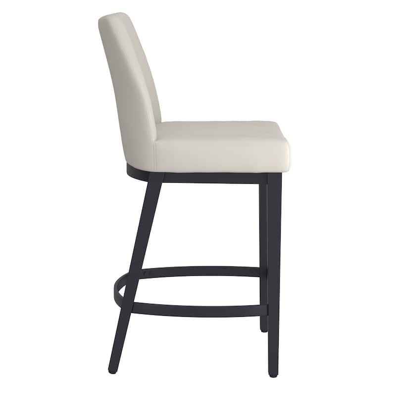 Modern Faux Leather and Metal 26" Counter Stool, Set of 2 - Beige and Black