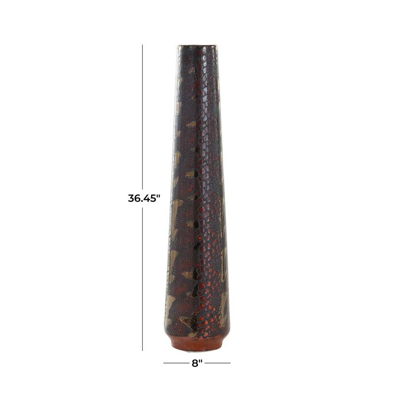 Silver Ceramic Snakeskin Inspired Decorative Vase