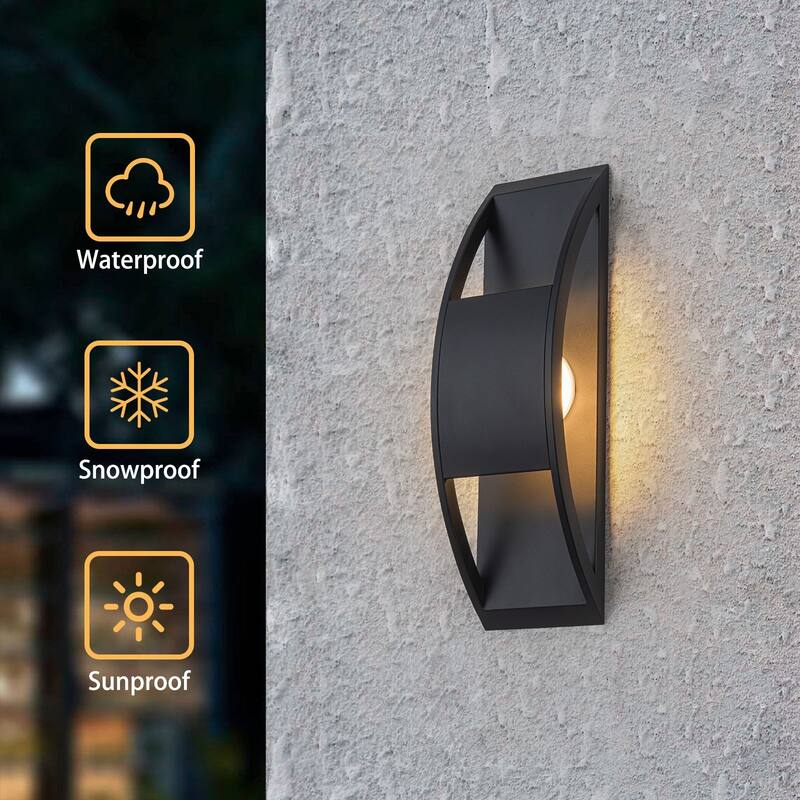 1-Light Matte Black Integrated LED Outdoor Wall Sconce