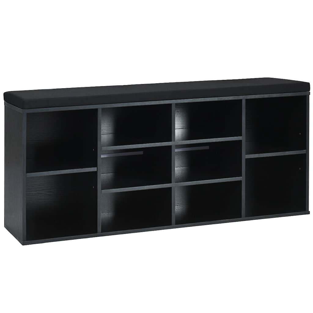 10-Cube Shoe Storage Bench with Cushion for Entryway and Bedroom - 41" x 12" x 19" (L x W x H)