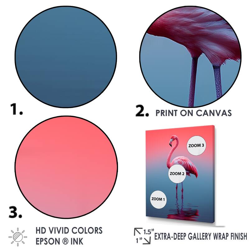 Designart "Pink Flamingo Haven III" Animals Flamingo Framed Wall Art Living Room