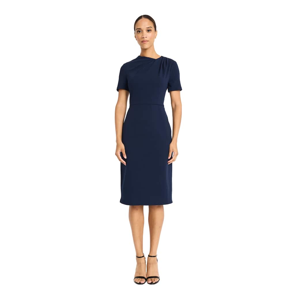 Maggy London Stretch Crepe Twist Crewneck Sheath Dress