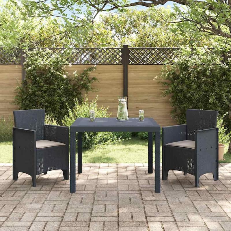 vidaXL Garden Dining Set 3/5 pcs Anthracite/Brown Polt rattan - 100 x 100 x 73 cm