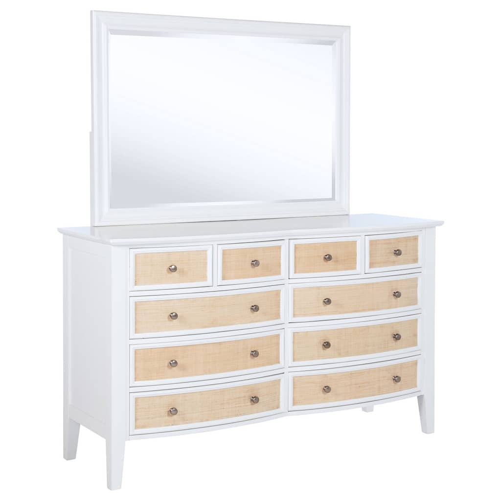 10-Drawer White Dresser and Mirror Set with Luxurious Finish, Smooth Glide Drawers, and Generous Storage Space