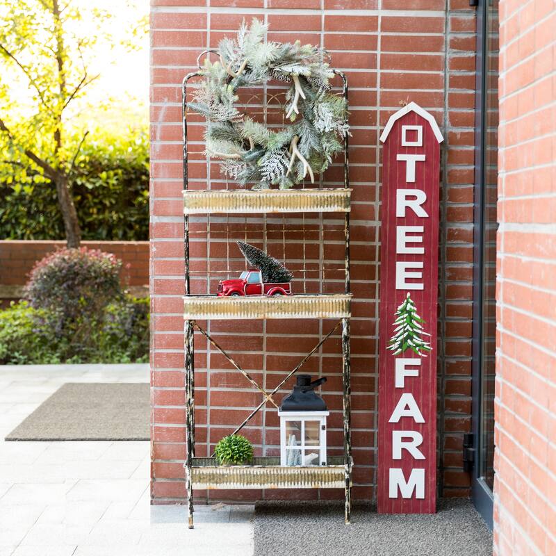 Glitzhome Farmhouse 3 Tier Metal Outdoor Shelving Planter Stand Indoor Storage Rack