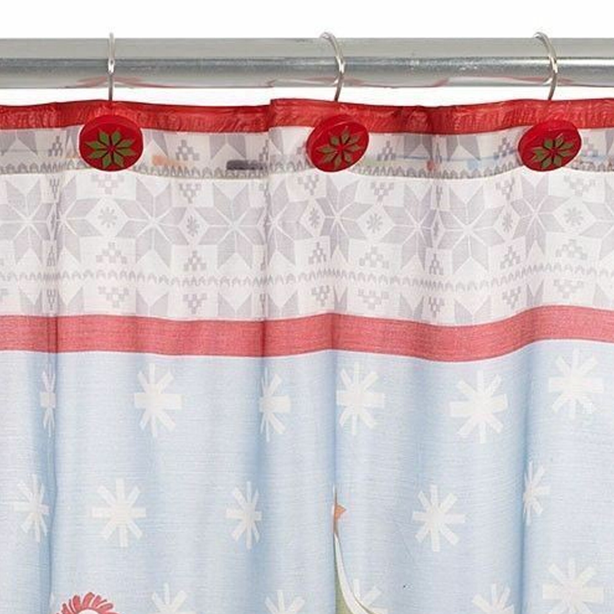 Christmas Penguin Fabric Shower Curtain Decor with 12 Hooks Bathroom Waterproof 