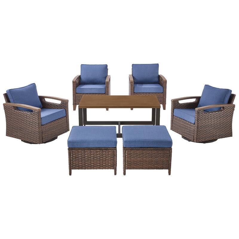 Pocassy Outdoor Brown Wicker Funitre with Cushion Set