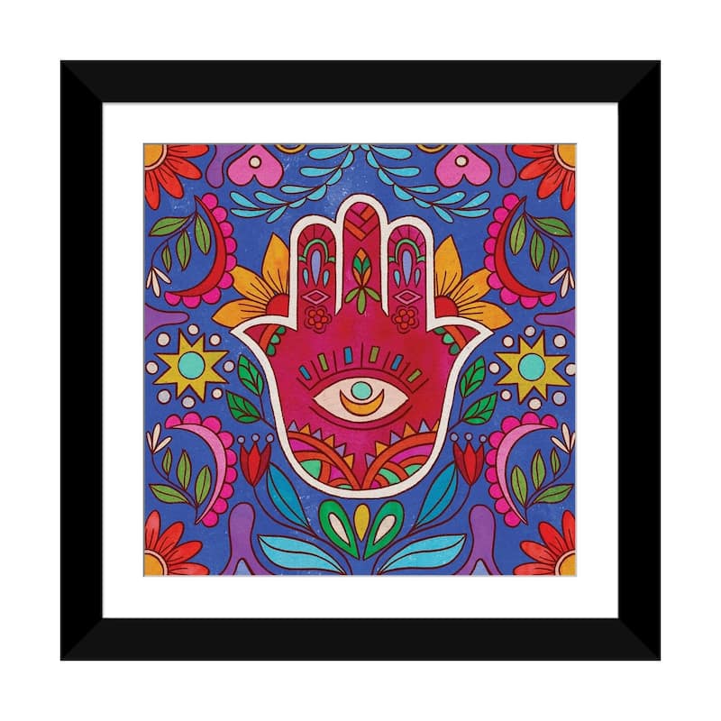 iCanvas "Colorful Hamsa Hand" by Olivia B√ºrki - Black - 24x24x1